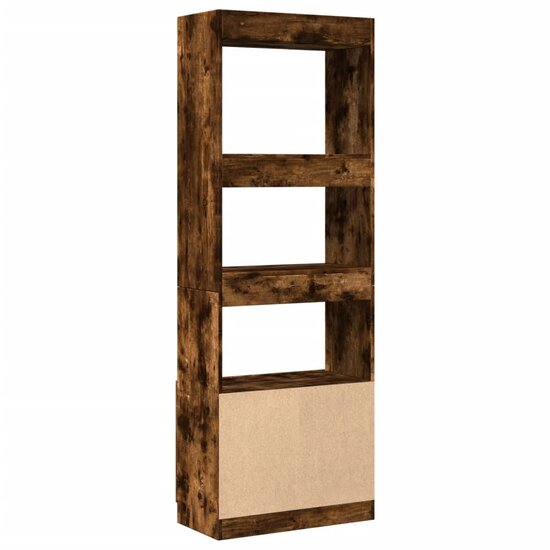 Hoge kast 63x33x180 cm bewerkt hout gerookt eikenkleurig