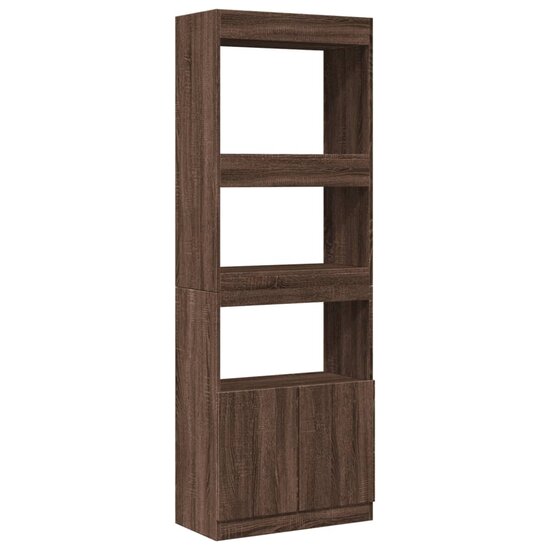 Hoge kast 63x33x180 cm bewerkt hout bruin eikenkleurig