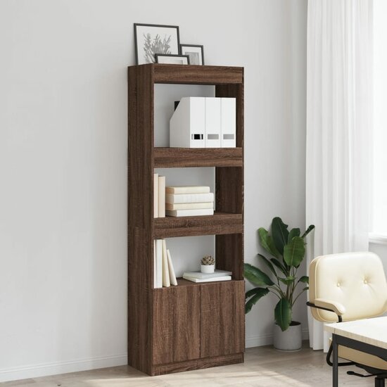 Hoge kast 63x33x180 cm bewerkt hout bruin eikenkleurig