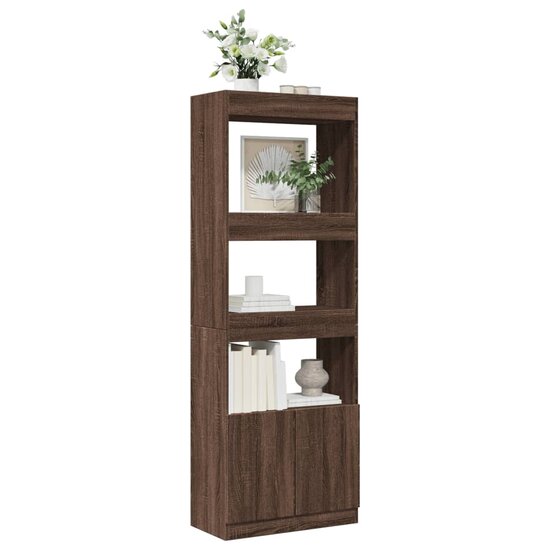 Hoge kast 63x33x180 cm bewerkt hout bruin eikenkleurig