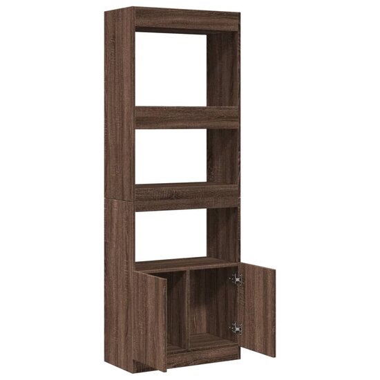 Hoge kast 63x33x180 cm bewerkt hout bruin eikenkleurig