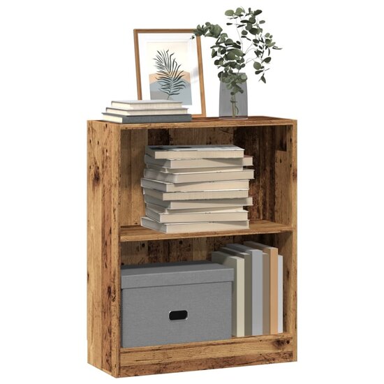 Boekenkast 60x24x76 cm bewerkt hout oud houtkleurig