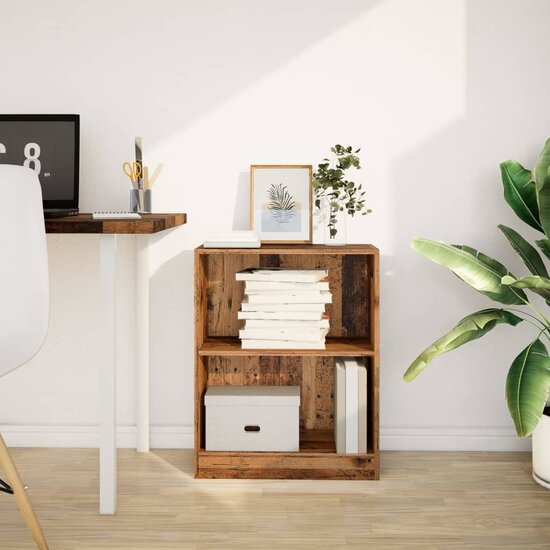 Boekenkast 60x24x76 cm bewerkt hout oud houtkleurig