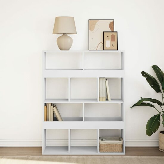 Boekenkast 100x33x125,5 cm bewerkt hout wit
