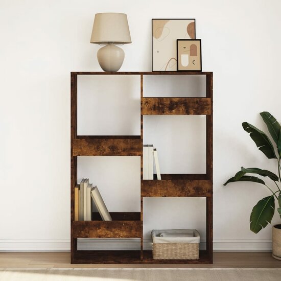 Boekenkast 100x33x135 cm bewerkt hout gerookt eikenkleurig