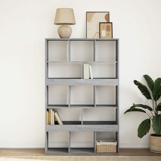 Boekenkast 100x33x156,5 cm bewerkt hout betongrijs