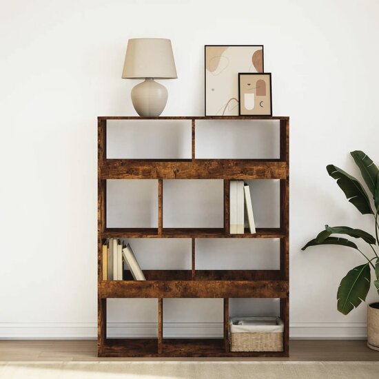 Boekenkast 100X33X125,5 Cm Bewerkt Hout Kleurig 125.5 cm Gerookt eiken