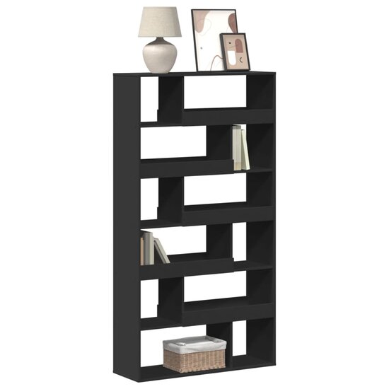 Boekenkast 100X33X187,5 Cm Bewerkt Hout 187.5 cm Zwart