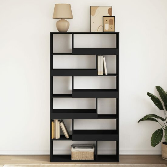 Boekenkast 100X33X187,5 Cm Bewerkt Hout 187.5 cm Zwart
