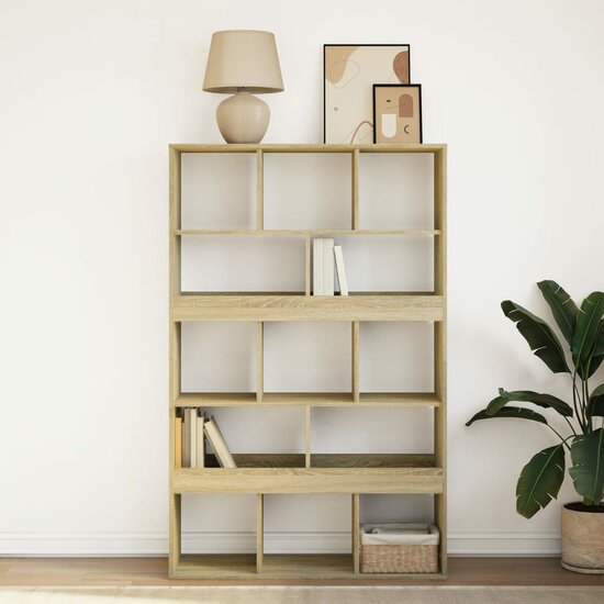 Boekenkast 100X33X156,5 Cm Bewerkt Hout Kleurig 156.5 cm Sonoma eiken