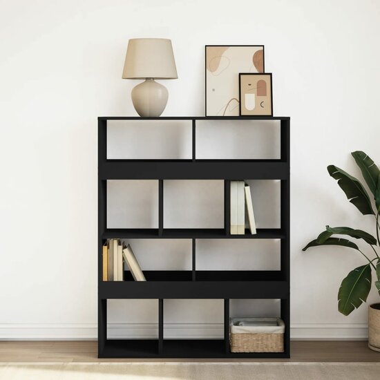 Boekenkast 100X33X125,5 Cm Bewerkt Hout 125.5 cm Zwart