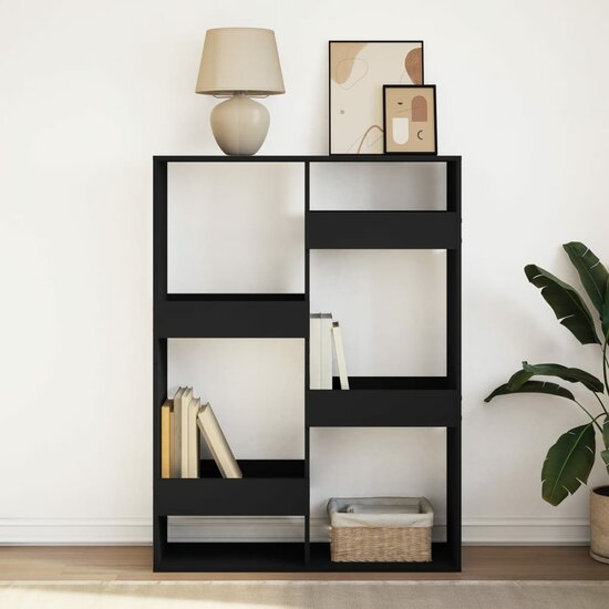 Boekenkast 100X33X Bewerkt Hout 135 cm Zwart