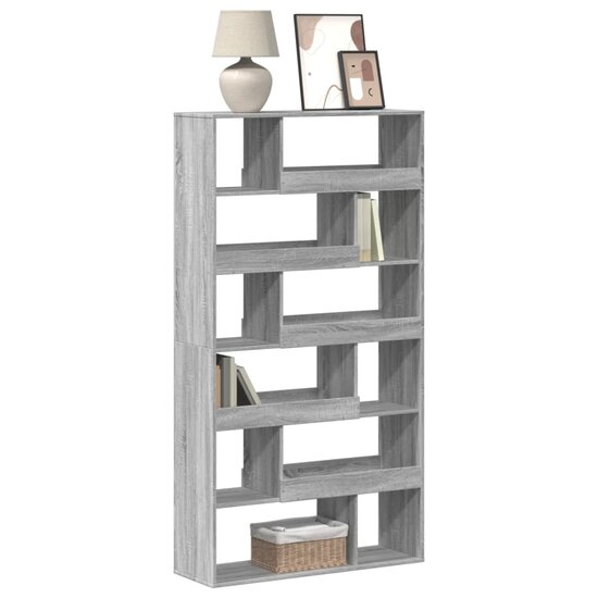 Boekenkast 100X33X187,5 Cm Bewerkt Hout Eikenkleur 187.5 cm Grijs sonoma
