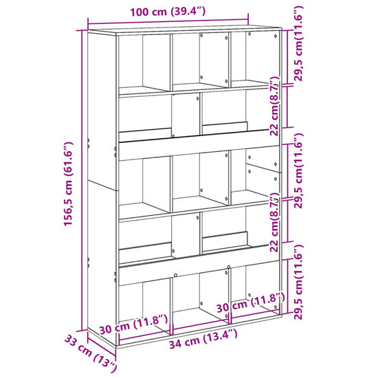 Boekenkast 100X33X156,5 Cm Bewerkt Hout 156.5 cm Wit