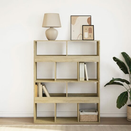 Boekenkast 100X33X125,5 Cm Bewerkt Hout Kleurig 125.5 cm Sonoma eiken