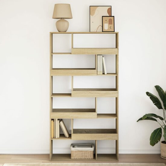 Boekenkast 100X33X187,5 Cm Bewerkt Hout Kleurig 187.5 cm Sonoma eiken