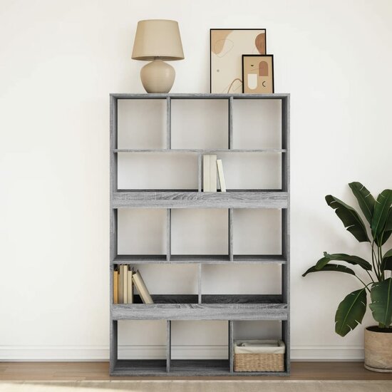 Boekenkast 100X33X156,5 Cm Bewerkt Hout Eikenkleur 156.5 cm Grijs sonoma