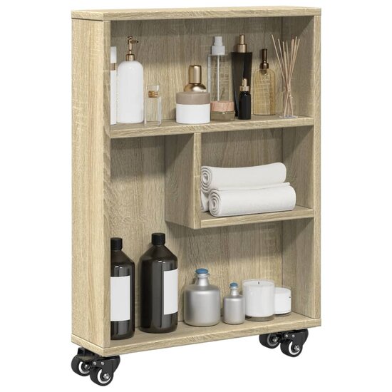 Opbergtrolley Smal 48X13X68 Cm Bewerkt Hout Kleurig Sonoma eiken