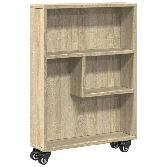 Opbergtrolley Smal 48X13X68 Cm Bewerkt Hout Kleurig Sonoma eiken