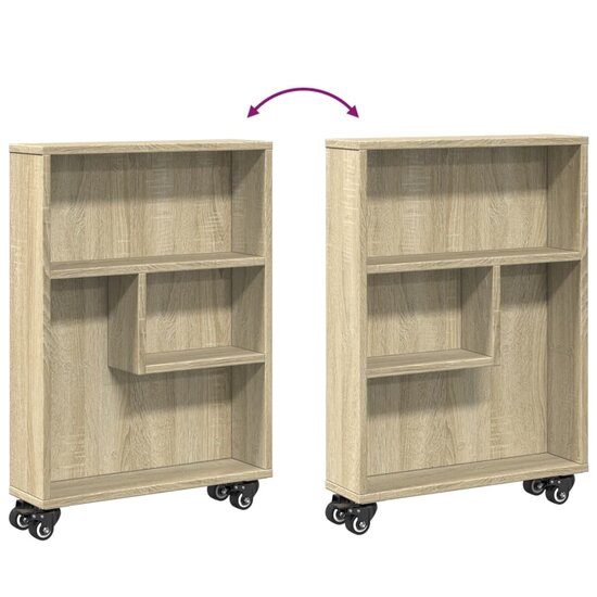 Opbergtrolley Smal 48X13X68 Cm Bewerkt Hout Kleurig Sonoma eiken