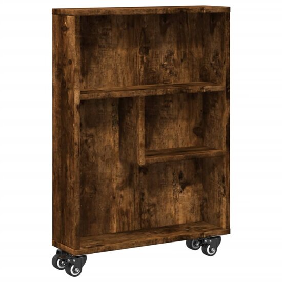 Opbergtrolley Smal 48X13X68 Cm Bewerkt Hout Kleur Gerookt eiken
