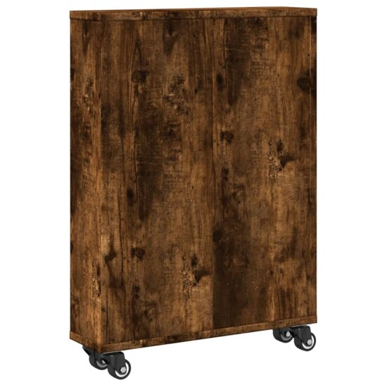 Opbergtrolley Smal 48X13X68 Cm Bewerkt Hout Kleur Gerookt eiken