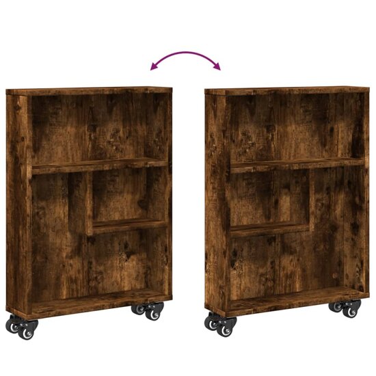 Opbergtrolley Smal 48X13X68 Cm Bewerkt Hout Kleur Gerookt eiken