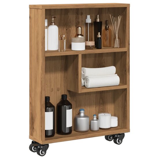 Opbergtrolley Smal 48X13X68 Cm Bewerkt Hout Artisanaal Eiken artisian oak