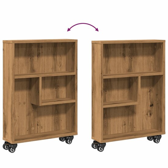 Opbergtrolley Smal 48X13X68 Cm Bewerkt Hout Artisanaal Eiken artisian oak