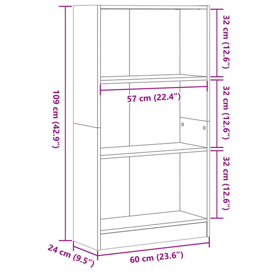 Boekenkast 60X24X Bewerkt Hout Ig Bruin Eikenkleur 60 cm 109 cm