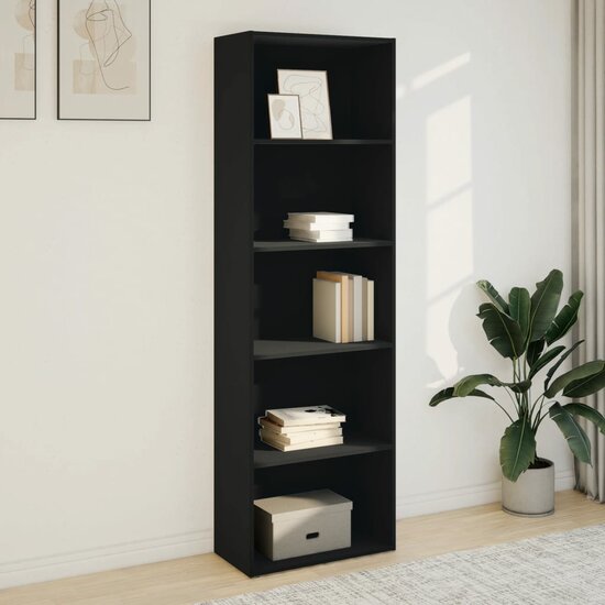 Boekenkast 60X30X Bewerkt Hout Zwart 60 cm 189 cm