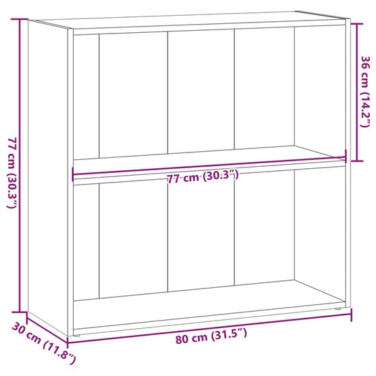 Boekenkast 80X30X Bewerkt Hout Kleurig Gerookt Eiken 80 cm 77 cm