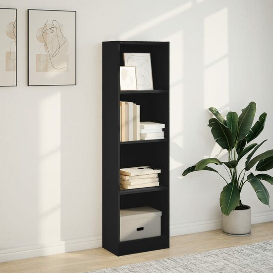 Boekenkast 40X24X Bewerkt Hout Zwart 40 cm 143 cm