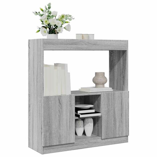 Hoge Kast 92X33X Bewerkt Hout Eikenkleurig Grijs Sonoma 92 cm 100 cm