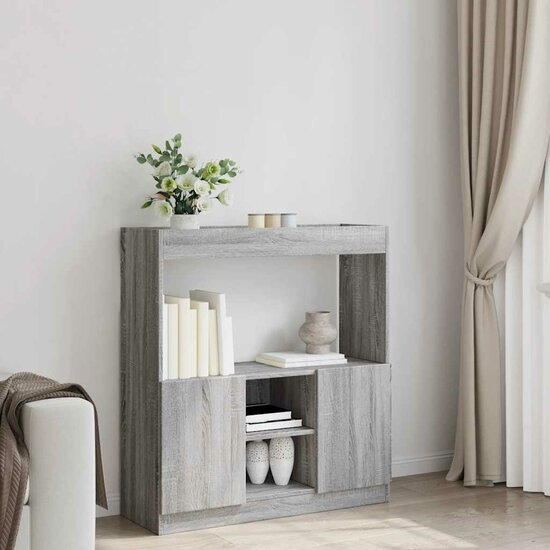 Hoge Kast 92X33X Bewerkt Hout Eikenkleurig Grijs Sonoma 92 cm 100 cm
