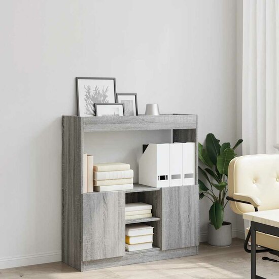 Hoge Kast 92X33X Bewerkt Hout Eikenkleurig Grijs Sonoma 92 cm 100 cm