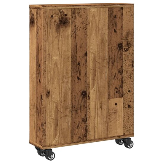 Opbergtrolley Smal 48X13X68 Cm Bewerkt Hout Kleurig Oud hout
