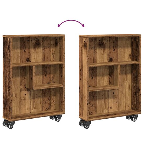 Opbergtrolley Smal 48X13X68 Cm Bewerkt Hout Kleurig Oud hout