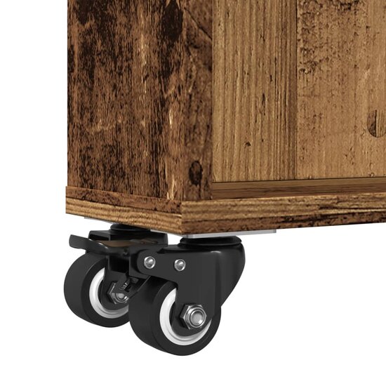 Opbergtrolley Smal 48X13X68 Cm Bewerkt Hout Kleurig Oud hout