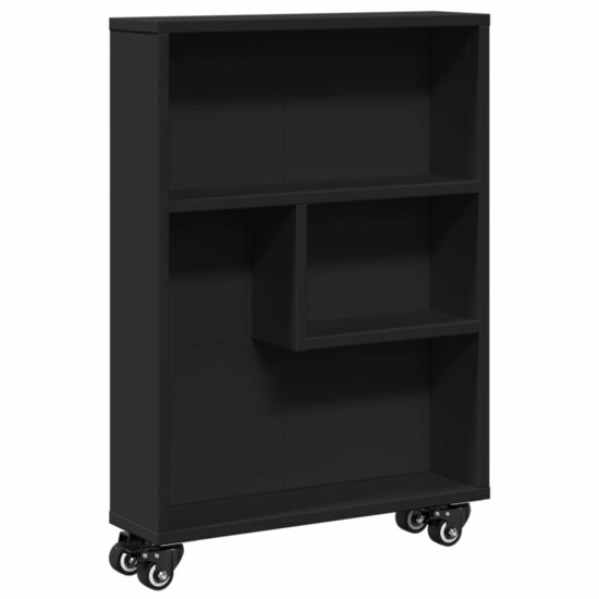 Opbergtrolley Smal 48X13X68 Cm Bewerkt Hout Zwart