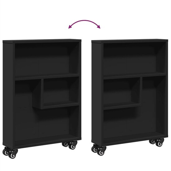 Opbergtrolley Smal 48X13X68 Cm Bewerkt Hout Zwart