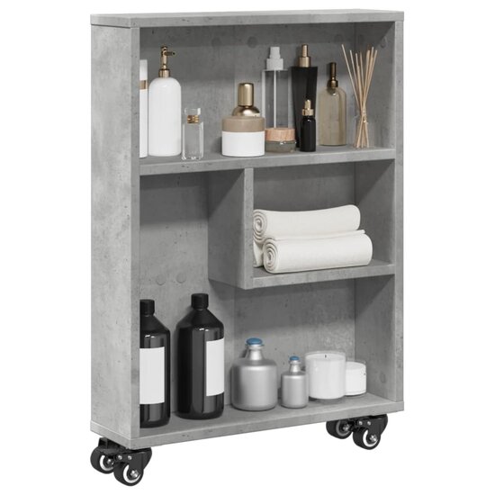 Opbergtrolley Smal 48X13X68 Cm Bewerkt Hout Betongrijs
