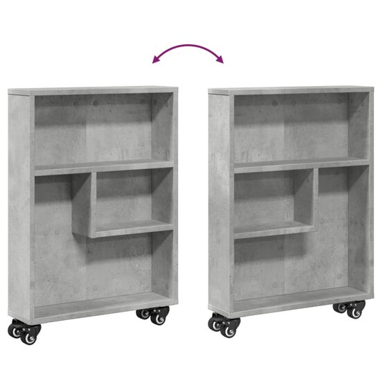 Opbergtrolley Smal 48X13X68 Cm Bewerkt Hout Betongrijs