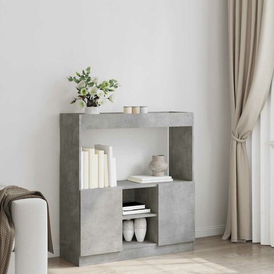 Hoge kast 92x33x100 cm bewerkt hout betongrijs