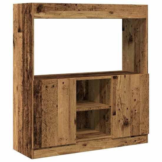 Hoge kast 92x33x100 cm bewerkt hout oud houtkleurig