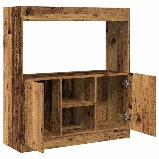 Hoge kast 92x33x100 cm bewerkt hout oud houtkleurig