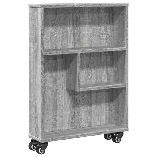 Opbergtrolley smal 48x13x68 cm bewerkt hout grijs sonoma eiken