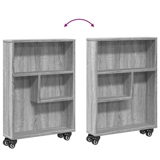Opbergtrolley smal 48x13x68 cm bewerkt hout grijs sonoma eiken