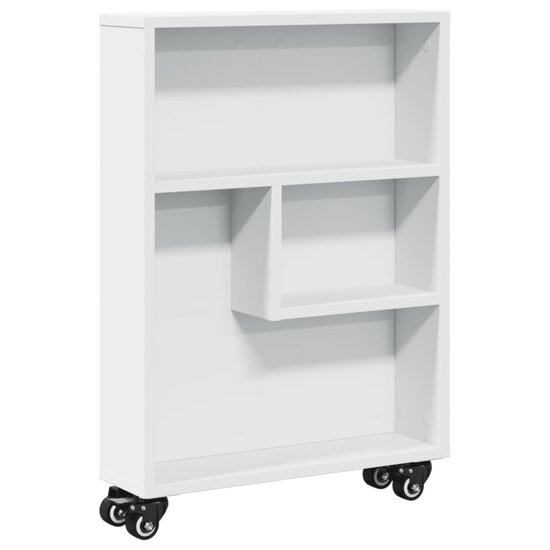 Opbergtrolley smal 48x13x68 cm bewerkt hout wit