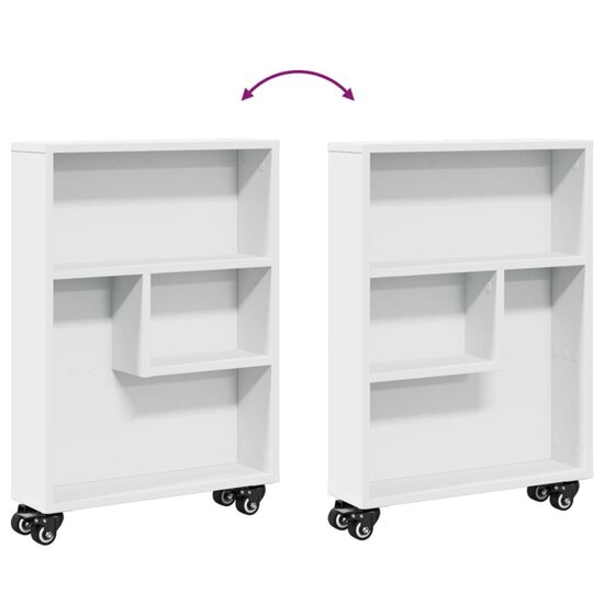 Opbergtrolley smal 48x13x68 cm bewerkt hout wit